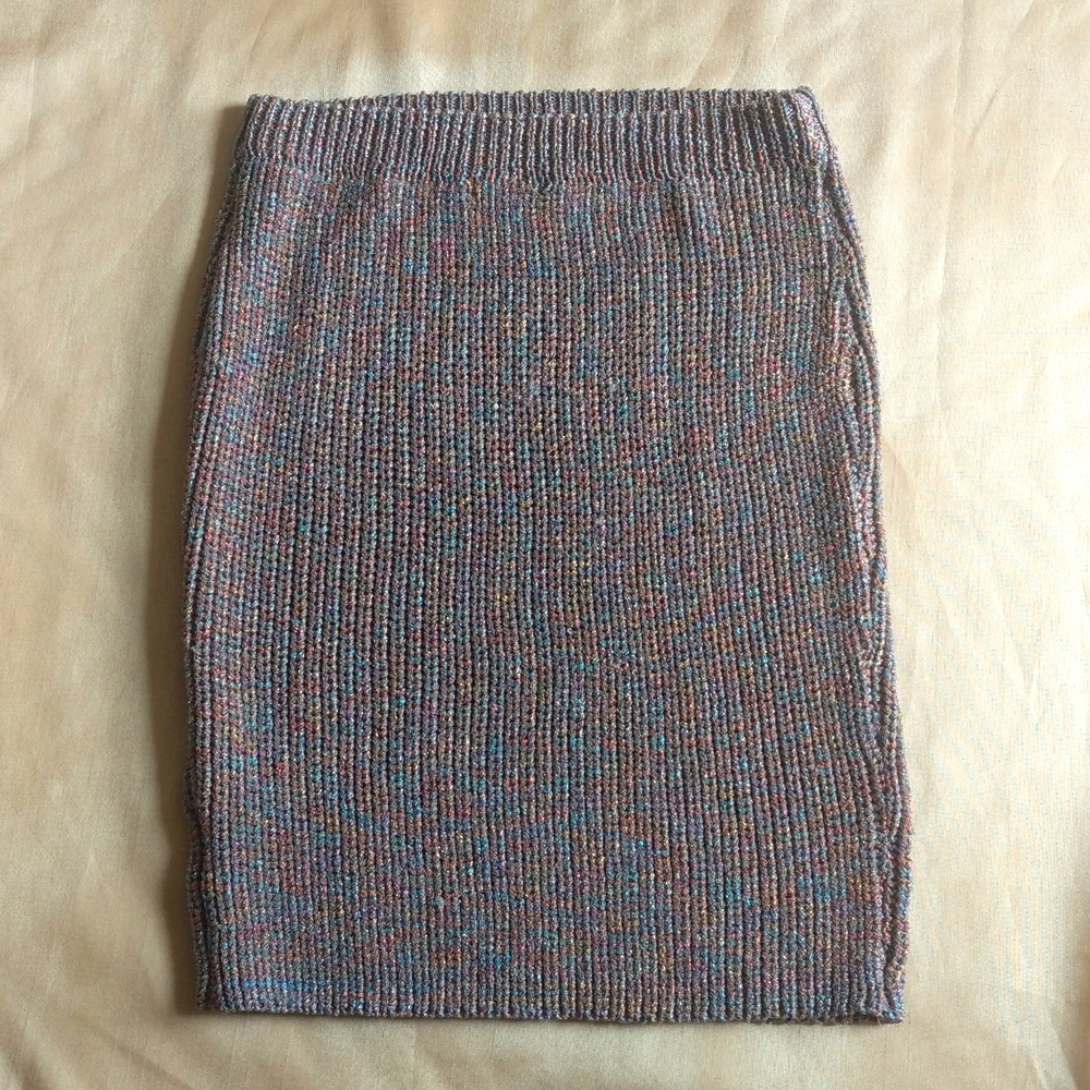 Metallic Knit Mini Skirt